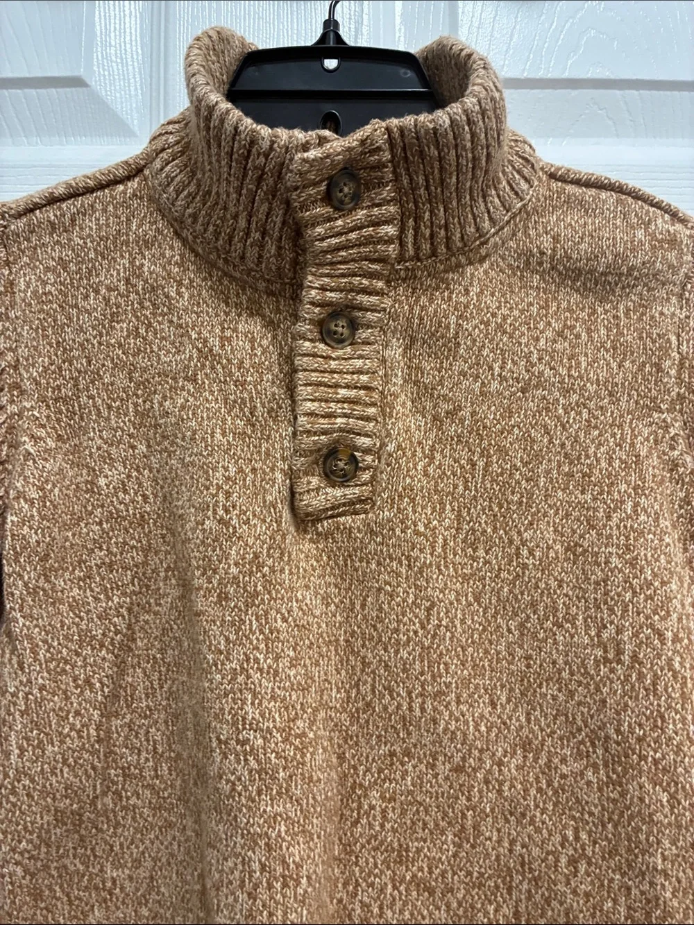 CARTER’S Knit Button-Front Mock Neck Sweater in Camel SZ 12